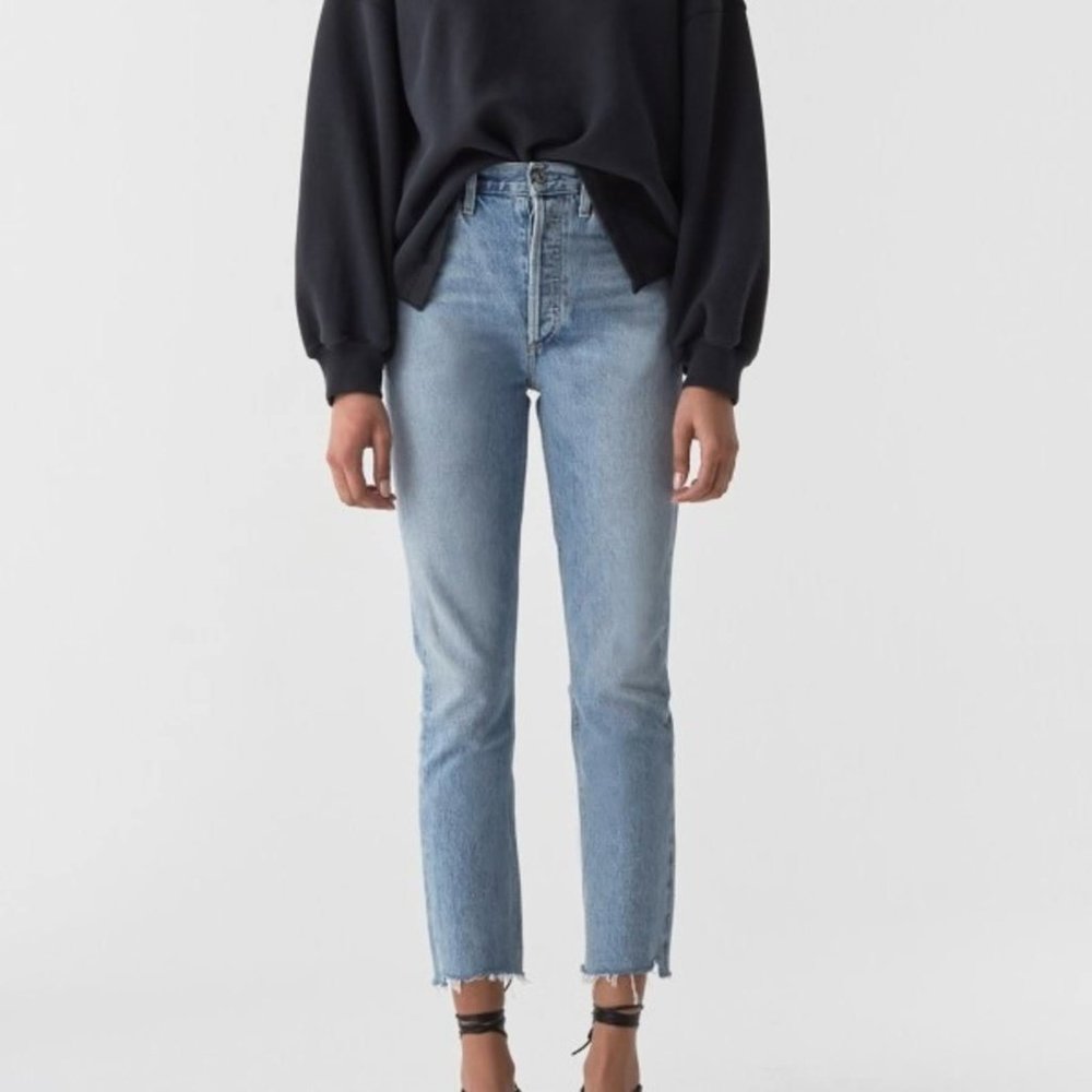 AGOLDE Riley High Rise Straight Crop Jeans Zephyr Size 26 Waist 25